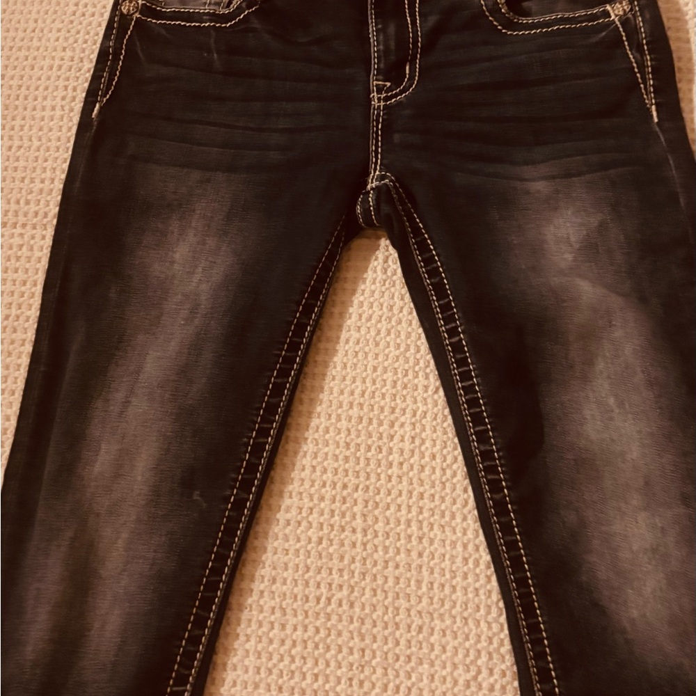 Miss Me Bootcut Jeans with Leopard Sequin Trim Size 28 - Picture 3 of 9